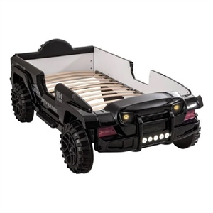 Randy SUV Twin Bed with Lights- Sound Effects- Black Faux Leather