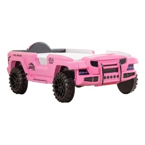 Randy SUV Twin Bed with Lights and Sound Effects- Pink Faux Leather