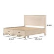 Rozie Queen Bed- Footboard Storage Drawers- Light Oak Brown Solid Wood