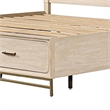Rozie Queen Bed- Footboard Storage Drawers- Light Oak Brown Solid Wood