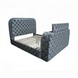 Kerie King Bed with LED Fireplace- Hidden Lift TV Stand- Gray Velvet