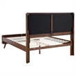 Ryb 4pc Bedroom Set with Queen Bed- Walnut Brown- Dark Gray Upholstery