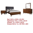 Ryb 4pc Bedroom Set with Queen Bed- Walnut Brown- Dark Gray Upholstery
