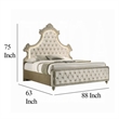 Willa Queen Size Bed- LED Lights- Beige Velvet Upholstery- Brown Wood