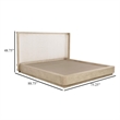 Lno Queen Platform Bed- Beige Upholstered Headboard- Oak Brown Cane
