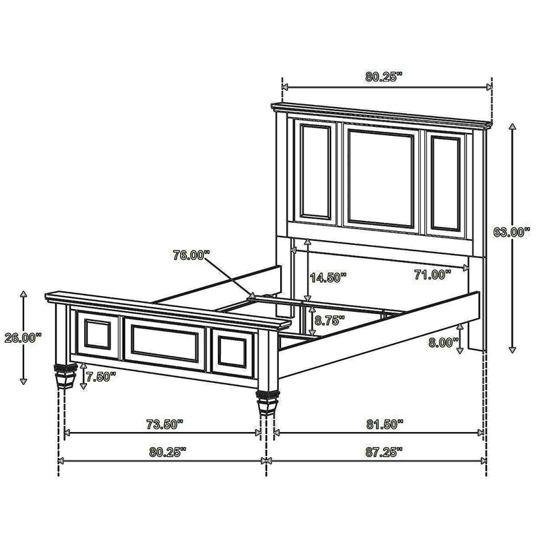 Lila King Bed- Picture Frame Panel Headboard- Farmhouse White Wood