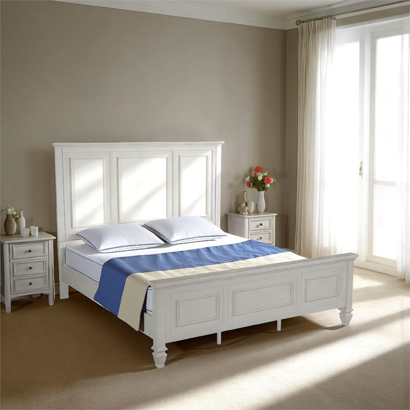 Lila King Bed- Picture Frame Panel Headboard- Farmhouse White Wood