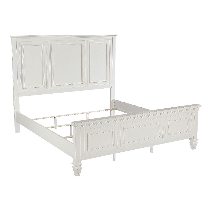 Lila King Bed- Picture Frame Panel Headboard- Farmhouse White Wood