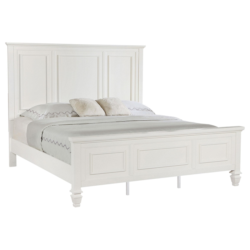Lila King Bed- Picture Frame Panel Headboard- Farmhouse White Wood