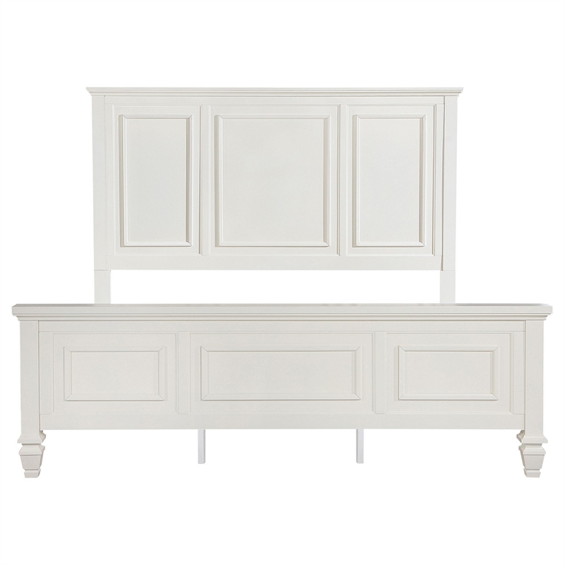Lila King Bed- Picture Frame Panel Headboard- Farmhouse White Wood