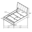 Heon Queen Bed- Block Panel Headboard- Ivory Upholstery- Pine Wood