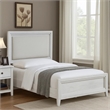Leva Queen Bed- Upholstered LED Headboard- Modern White Acacia Wood