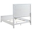 Leva Queen Bed- Upholstered LED Headboard- Modern White Acacia Wood