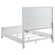 Leva Queen Bed- Upholstered LED Headboard- Modern White Acacia Wood