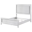 Leva King Bed- Upholstered LED Headboard- Modern White Acacia Wood