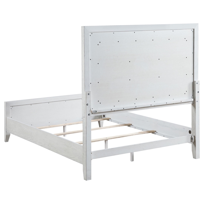 Leva California King Bed- Upholstered LED Headboard- White Acacia Wood