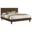 Genu King Size Platform Bed- Panel Headboard- Warm Walnut Brown Wood