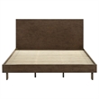 Genu King Size Platform Bed- Panel Headboard- Warm Walnut Brown Wood