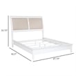Heo Queen Size Bed- Sleigh Beige Upholstered Headboard- White Wood