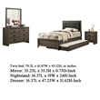 Meli 4pc Twin Size Bed Set with Dresser- Dark Gray Solid Wood Frame