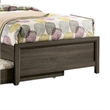 Meli Twin Size Bed- Button Tufted Upholstery- Dark Gray Solid Wood