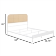 Ammy Queen Bed- Radio Weave Headboard- Brown Faux Rattan- White Metal