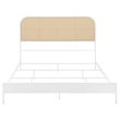 Ammy Queen Bed- Radio Weave Headboard- Brown Faux Rattan- White Metal