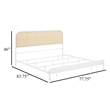 Ammy King Bed- Radio Weave Headboard- Brown Faux Rattan- White Metal