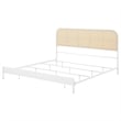 Ammy King Bed- Radio Weave Headboard- Brown Faux Rattan- White Metal