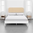 Ammy King Bed- Radio Weave Headboard- Brown Faux Rattan- White Metal