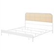 Ammy King Bed- Radio Weave Headboard- Brown Faux Rattan- White Metal