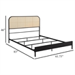 Ammy Queen Bed- Radio Weave Headboard- Brown Faux Rattan- Black Metal