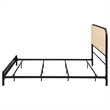 Ammy King Bed- Radio Weave Headboard- Brown Faux Rattan- Black Metal