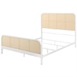 Lanie Queen Bed with Brown Open Cane Webbing Faux Rattan- White Metal