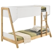 Wren Low-Profile Twin Bunk Bed with Guardrails- White-Natural Wood