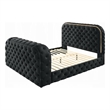 Kerie Queen Size Bed with LED Fireplace- TV Lift Stand- Black Velvet