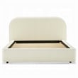 Ardie Queen Bed- Low Profile Footboard- Plush Beige Upholstered Panel