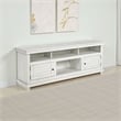 Ayne TV Stand Media Cabinet- 2 Doors and 4 Shelves- White Wood 70 Inch