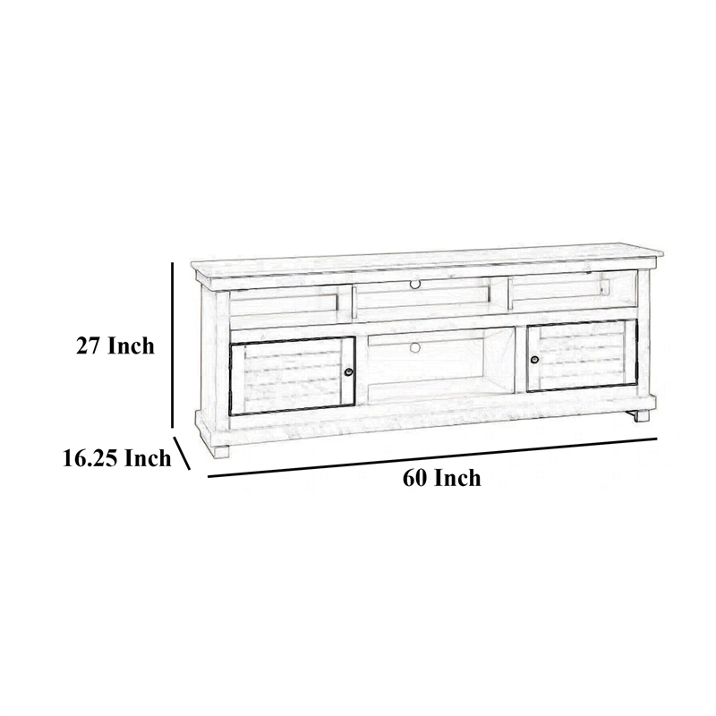 Ayne TV Stand Media Cabinet- 2 Doors and 4 Shelves- Brown Wood 60 Inch