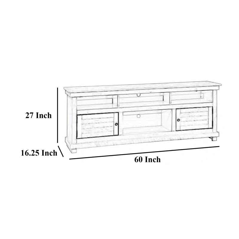 Ayne TV Stand Media Cabinet- 2 Doors and 4 Shelves- Black Wood 60 Inch