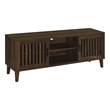 Sid TV Stand Media Cabinet- 2 Slatted Doors- Shelf- Brown Wood 60 Inch