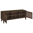 Sid TV Stand Media Cabinet- 2 Slatted Doors- Shelf- Brown Wood 60 Inch