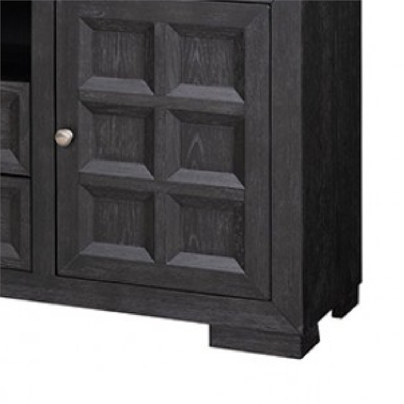 Kizie TV Stand Cabinet- Storage Drawers- Modern Black Wood- 72 Inch