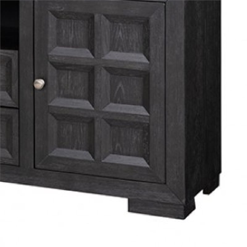 Kizie TV Stand Cabinet- Storage Drawers- Modern Black Wood- 72 Inch