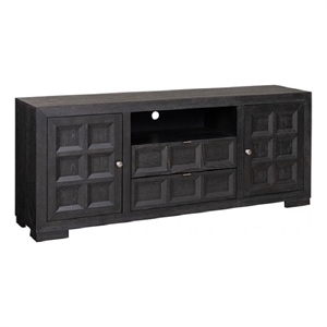 Kizie TV Stand Cabinet- Storage Drawers- Modern Black Wood- 72 Inch