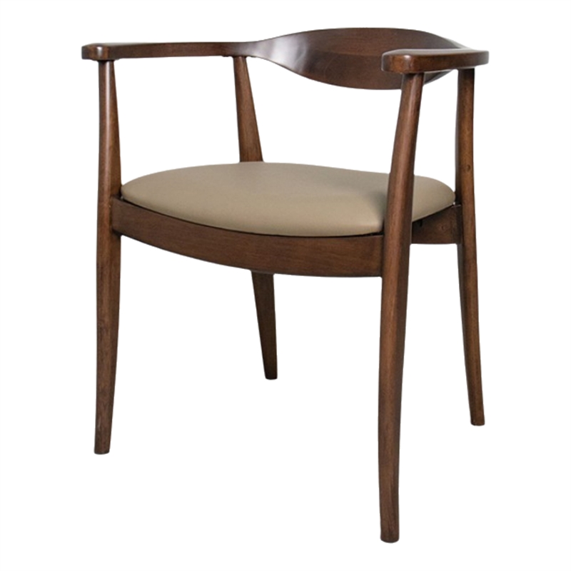 Niva 7pc Dining Table Set- 6 Fabric Side Chairs- Brown Full Solid Wood