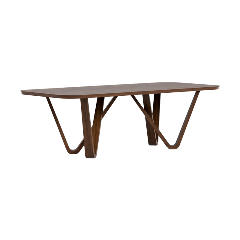 Niva 7pc Dining Table Set- 6 Fabric Side Chairs- Brown Full Solid Wood