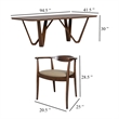 Niva 7pc Dining Table Set- 6 Fabric Side Chairs- Brown Full Solid Wood