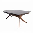 Viki 7pc Dining Table Set- Extendable- Ivory Fabric Chairs- Brown Wood