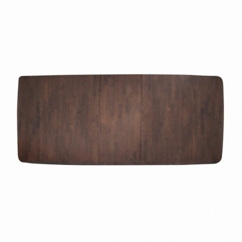 Viki 7pc Dining Table Set- Extendable- Ivory Fabric Chairs- Brown Wood